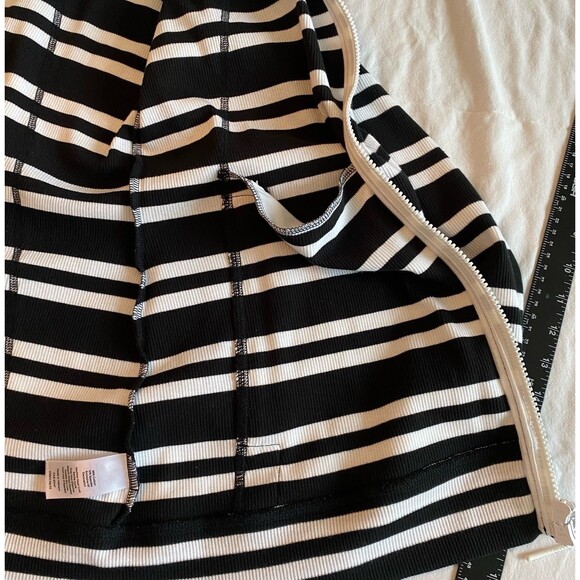 Talbots Jacket Women’s Size XL Petite Black White Stripe Full Zip Lightweight - Picture 8 of 11